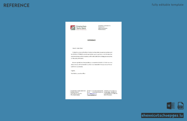 Beispiel für eine Schließungsbescheinigung der Amsterdam Trade Bank (Niederlande)